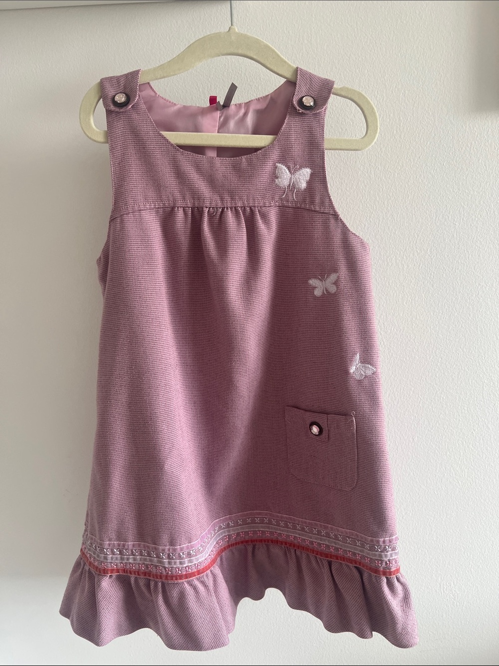 Girls' Pink Butterfly Pinafore Dress